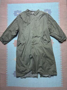 Sanyo military style trench coat wool lined tan brown long jacket men’s large 42